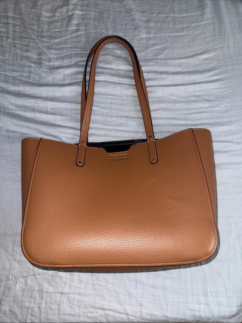 Calvin Klein Brown/Tan Pebble Leather Tote